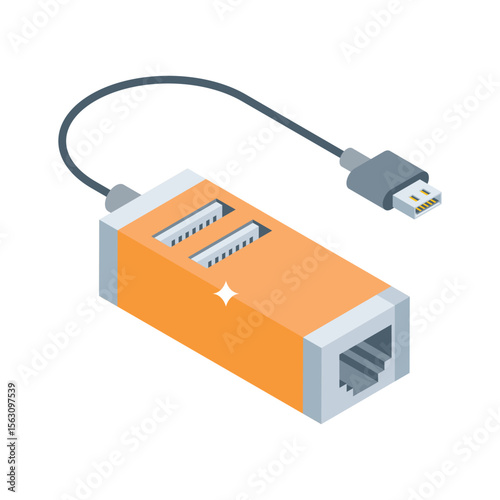 Grab this isometric icon showing port hub connectivity