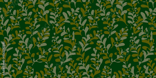 Botanical illustration background. Seamless pattern.Vector. 有機的なイラストパターン