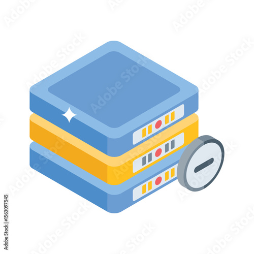 Take a glance at this isometric icon of remove server alert