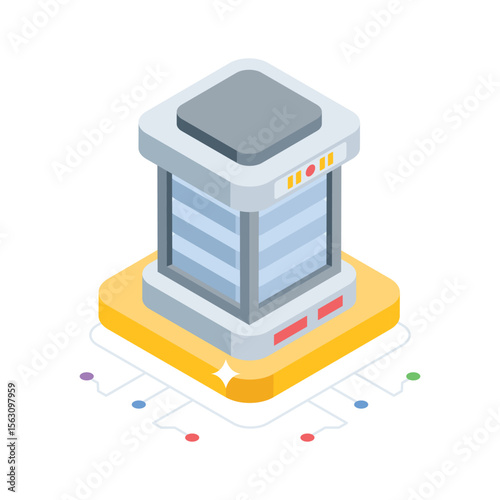 A visually appealing isometric icon showing server technology