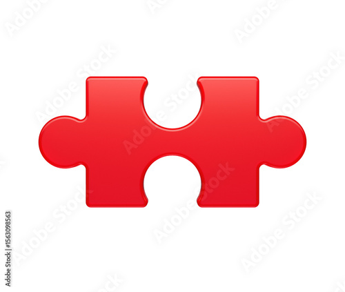 A vibrant red puzzle piece with smooth edges and a futuristic design. 3D illustration