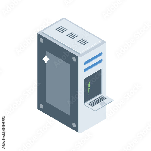 Discover this isometric icon of server monitoring dashboard