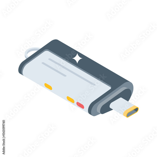Check this isometric icon showing data usb flash device