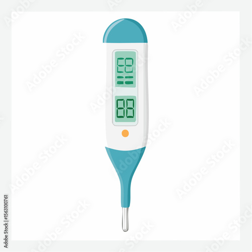 Digital medical thermometer for fever measurement isolated on white background
