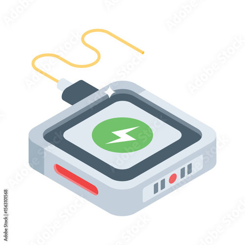 A premium isometric style icon of charging pad wireless device
