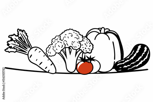 High Quality Vector Illustration of Assorted Vegetables Fresh Produce and Healthy Eating
