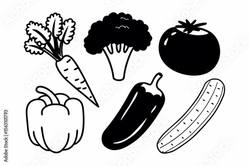 Colorful Vector Illustration of Assorted Vegetables for Healthy Eating Design