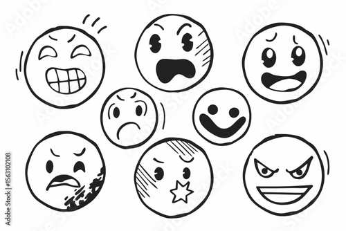 High Quality Emoticon Icons in Black Yellow Cyan and Magenta