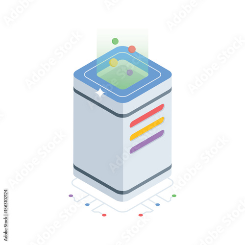 An engaging isometric style icon of information server network
