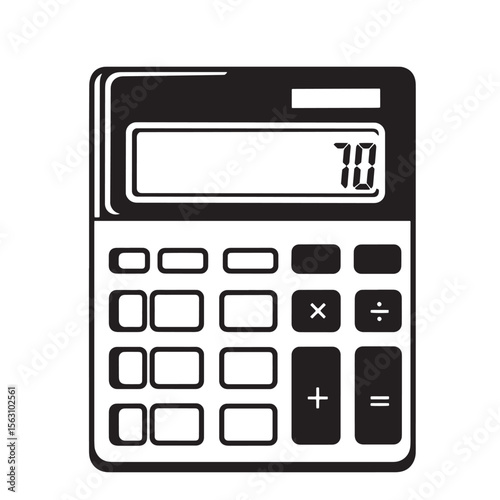 Simple black and white calculator icon representing numerical calculations and mathematical concepts design ornament set