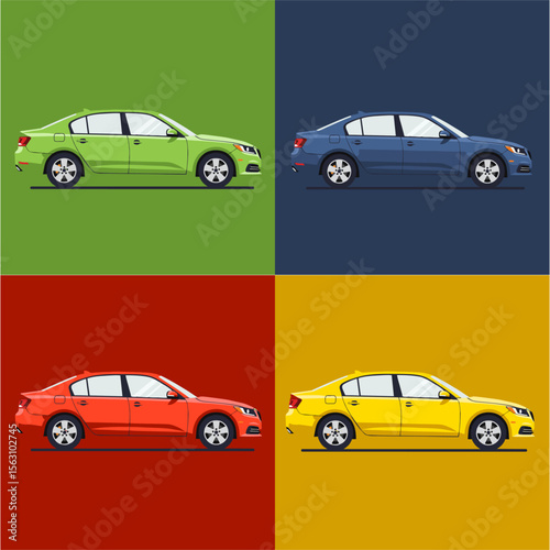 Vector illustration showing a set of various car types in icon style