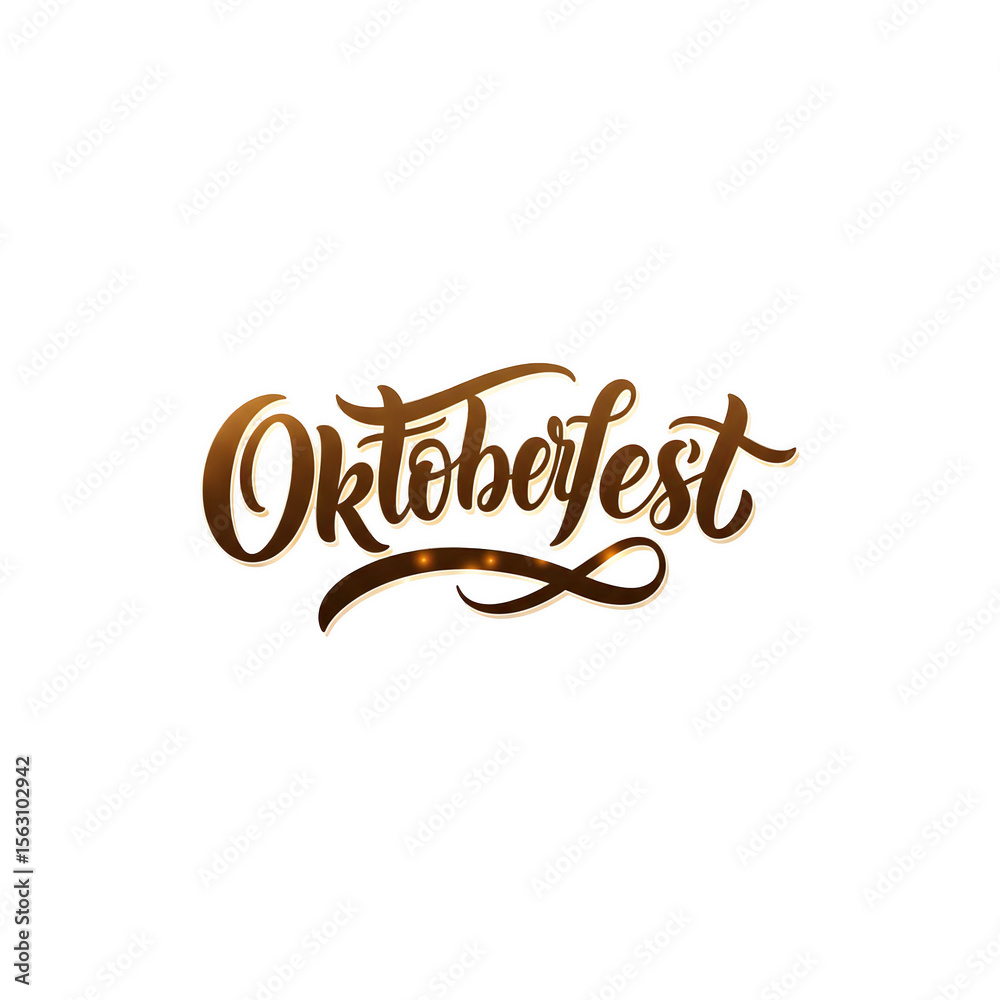 Fototapeta premium Oktoberfest typography logo design in brown script with decorative elements