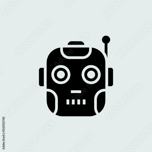Modern flat robot face icon vector for ai, technology, smart interface,  chatbots, apps, digital assistants, robotics projects and tech platforms