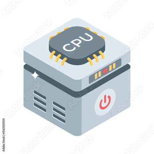 Grab this isometric style icon showing server processor chip