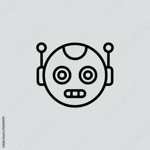 Modern flat robot face icon vector for ai, technology, smart interface,  chatbots, apps, digital assistants, robotics projects and tech platforms