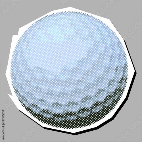 Golf pole and ball dotted collage element pointilize in paper torn vector, blending sports imagery with artistic texture. Ideal for unique golf-themed designs, posters, or creative collages.