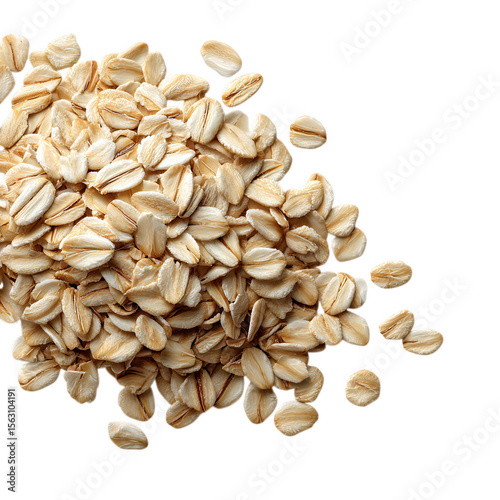 A pile of raw oat grains isolated on transparent background, a nutritious breakfast