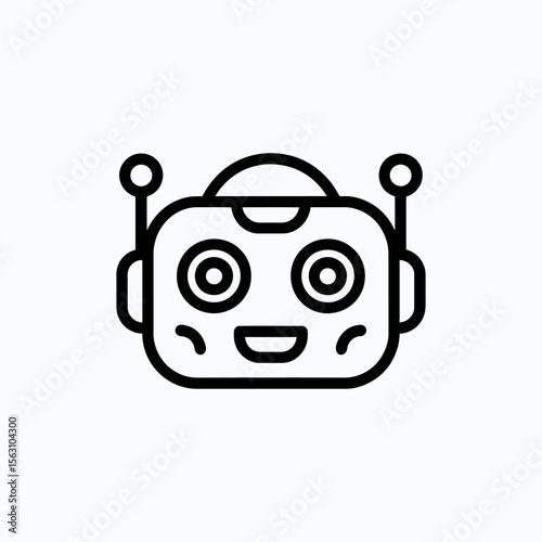 Modern flat robot face icon vector for ai, technology, smart interface,  chatbots, apps, digital assistants, robotics projects and tech platforms
