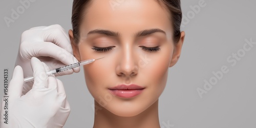 Cosmetic Beauty Injection Procedure, Woman Receiving Lip Filler Treatment
