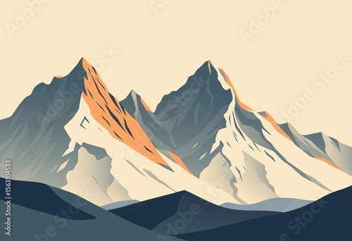 Minimalist neutral landscape posters featuring abstract mountains in a contemporary mid-century style , texture, mountain