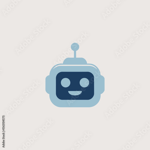 Modern flat robot face icon vector for ai, technology, smart interface,  chatbots, apps, digital assistants, robotics projects and tech platforms
