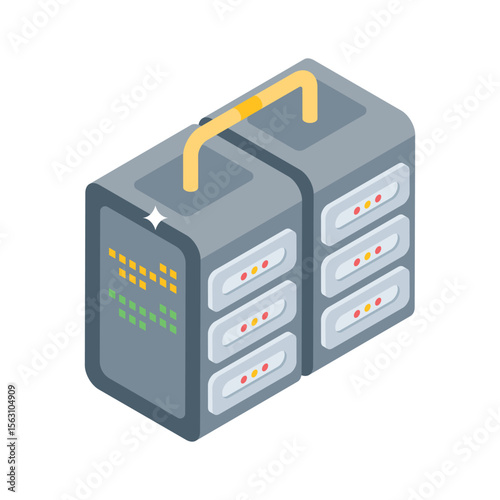 A well crafted isometric style icon showing server network hub