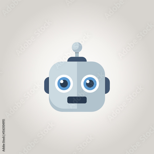 Modern flat robot face icon vector for ai, technology, smart interface,  chatbots, apps, digital assistants, robotics projects and tech platforms