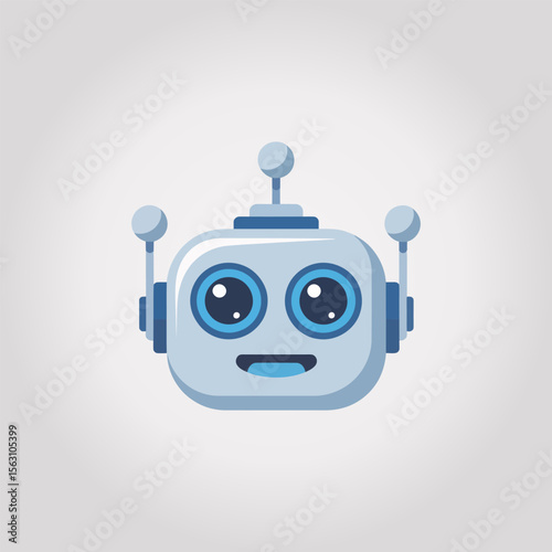 Modern flat robot face icon vector for ai, technology, smart interface,  chatbots, apps, digital assistants, robotics projects and tech platforms