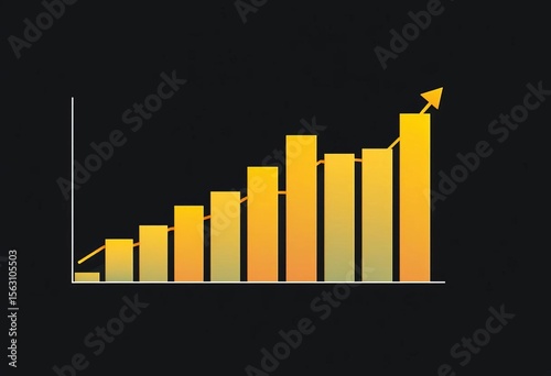 Simple upward trending bar graph illustrating financial growth and investment increase,  ascending,  representation
