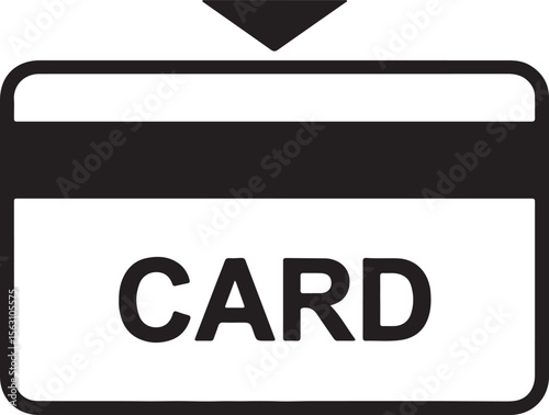 Black and white icon representing card insertion payment transaction