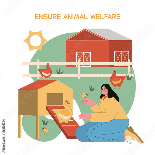 Egg Farm. Flat Vector Illustration