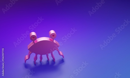 Pink Pastafarianism icon isolated on purple-blue background. Minimalism concept. 3D render illustration