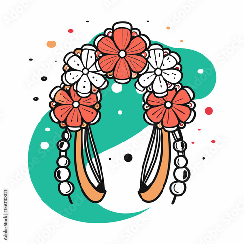 Floral Hair Accessory for Navratri Celebrations in Vibrant Style for Culture Blogs, Fashion Websites, Festival Cards, and Event Planning Content  