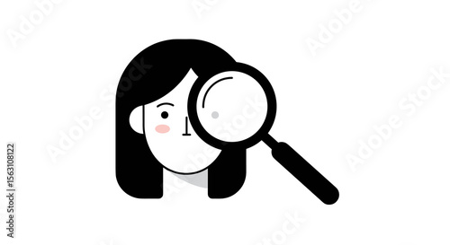 Minimalist face with magnifying glass vector illustration for design and icons
