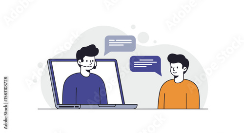 Online communication vector illustration for remote work and video conference concepts in flat style
