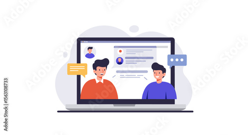 Online video conference call vector illustration for remote work and communication design
