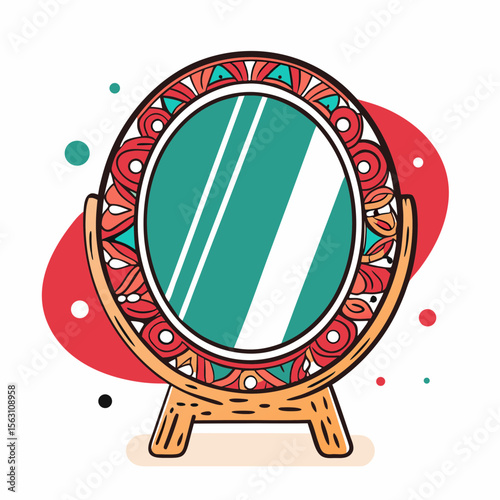 Decorative Mirror Design for Navratri Celebration, Cultural Events, Home Decor, Festival Inspiration, Diwali Style, Arts and Crafts, Traditional Aesthetics  