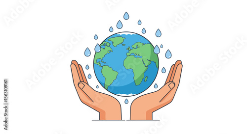 Water conservation and earth protection vector illustration for environmental awareness design