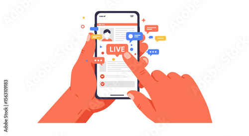 Social media live stream engagement vector illustration for digital communication design