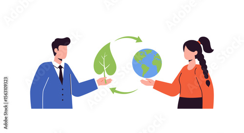 Environmental conservation concept with business and nature elements vector illustration