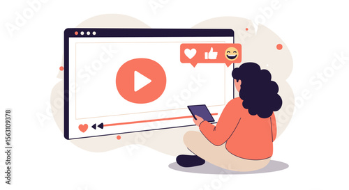 Social media engagement vector illustration - flat style design for digital content and online interaction