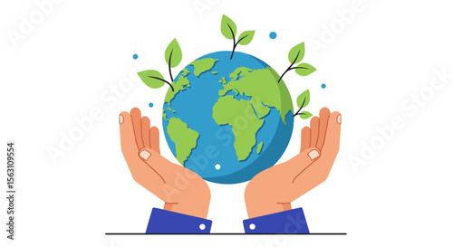 Protecting nature: environmental awareness concept vector illustration for design