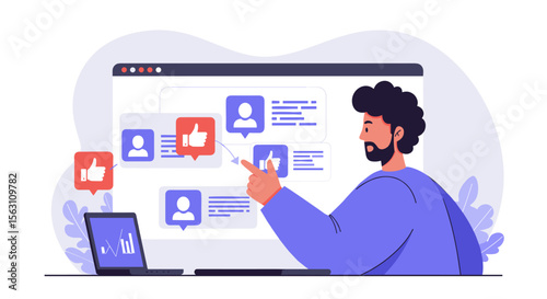 Social media engagement vector illustration for online interaction and networking