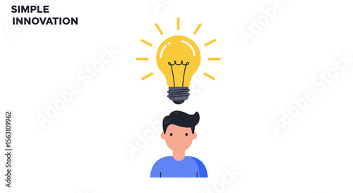 Creative innovation concept vector illustration with light bulb and person in flat design