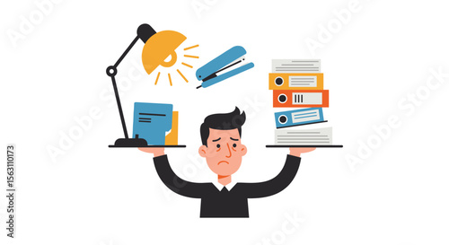 Balancing workload vector illustration for office stress management in flat style