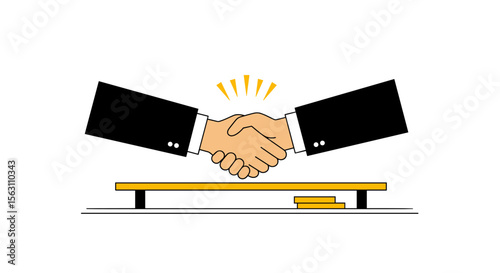 Business partnership handshake vector illustration - flat style design for agreement and teamwork concept