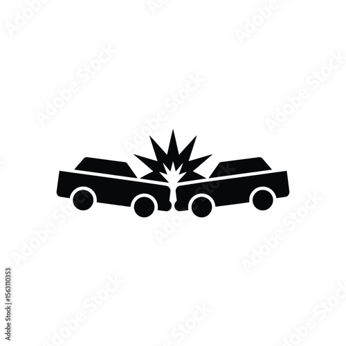 Car crash icon, accident and collision icon