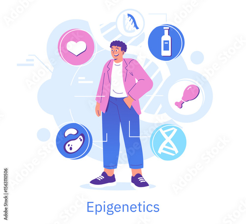 Epigenetics and Lifestyle Choices Vector Illustration