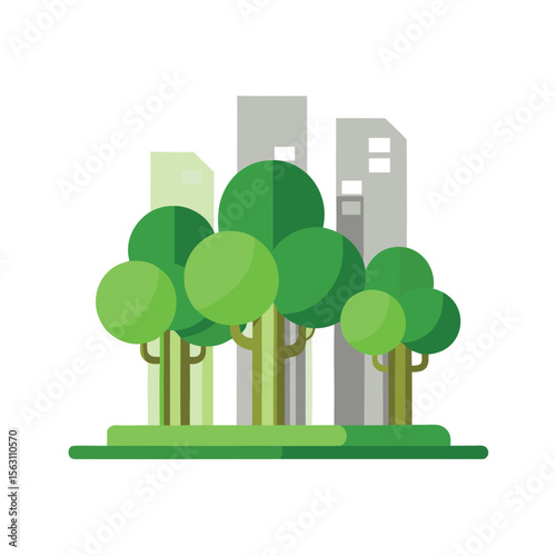 A practical vector icon of a cluster of urban trees, ideal for city planning, public spaces, or environmental urban designs.