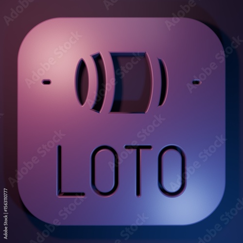 Purple Lottery ticket icon isolated on purple-blue background. Bingo, lotto, cash prizes. Financial success, prosperity, victory, winnings luck. Minimalism concept. 3D render illustration